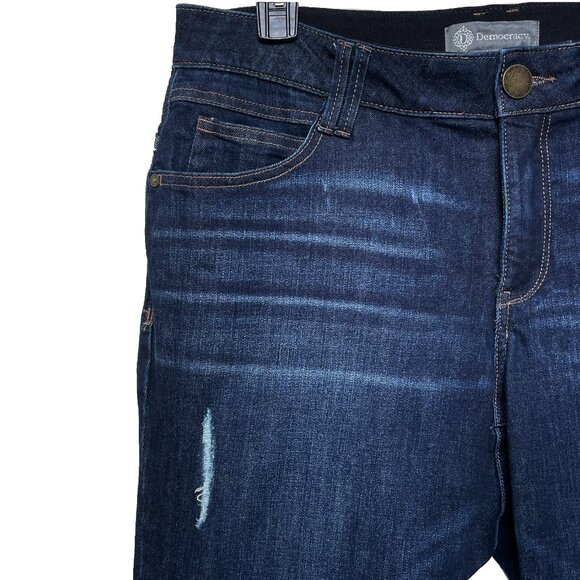 Democracy 16W Ab Technology Ankle Jeans Blue Distressed Slimming Fit - Picture 3 of 13